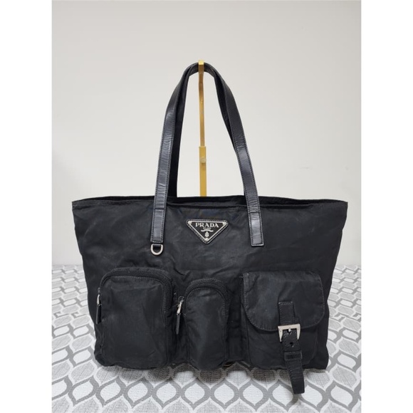 Authentic Prada Tessuto Pockets Tote Bag Black - Picture 1 of 12